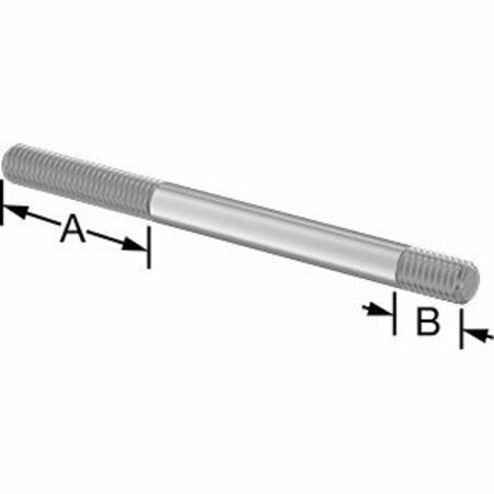 BSC PREFERRED 18-8 Stainless ST Threaded on Both Ends Stud 3/8-16 Thread Size 1-3/4 and 5/8 Thread len 5 Long 92997A371